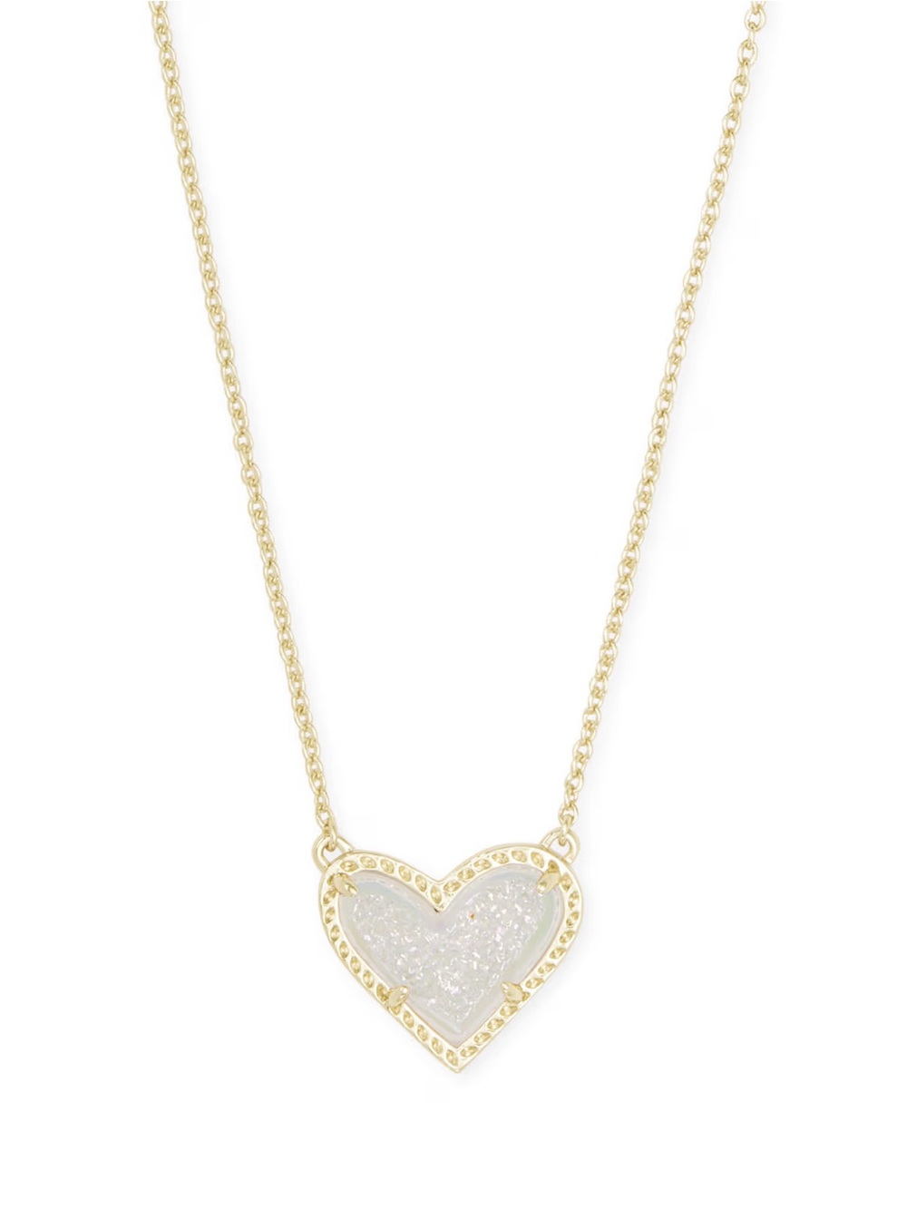 Ari Heart Gold Pendant Necklace in Iridescent Drusy